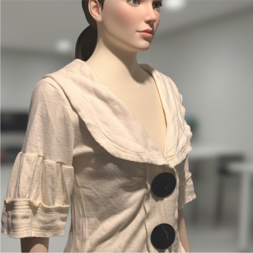 Pink Martini Summer Cream Button-Up light cardigan with Large Buttons